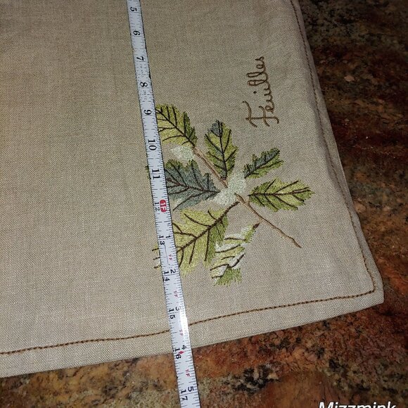 Pottery Barn Linen Feuilles Floral Embroidered Lumbar Throw Pillow Cover 16x12" - Picture 8 of 9